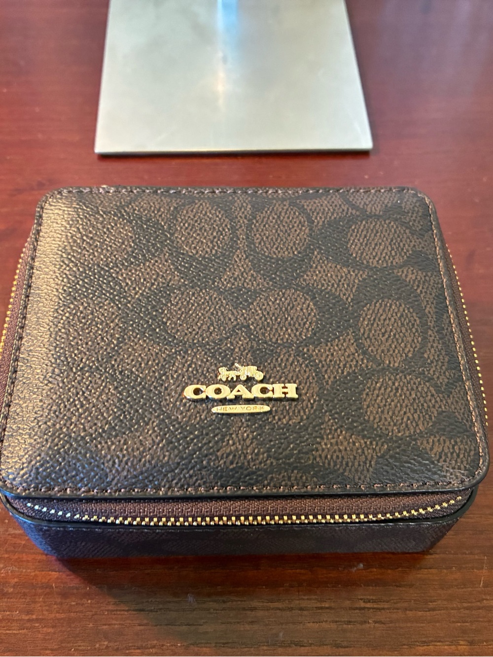 Coach Leather Zip Jewelry Case NWT